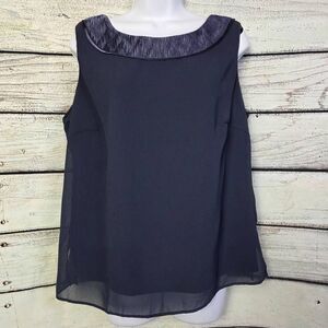 Le Bos Navy Sleeveless Blouse Size 16